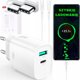 XO wall charger CE29 PD 20W 1x USB-C 1x USB white + cable USB-C - USB-C