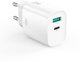 XO wall charger CE29 PD 20W 1x USB-C 1x USB white + cable USB-C - USB-C