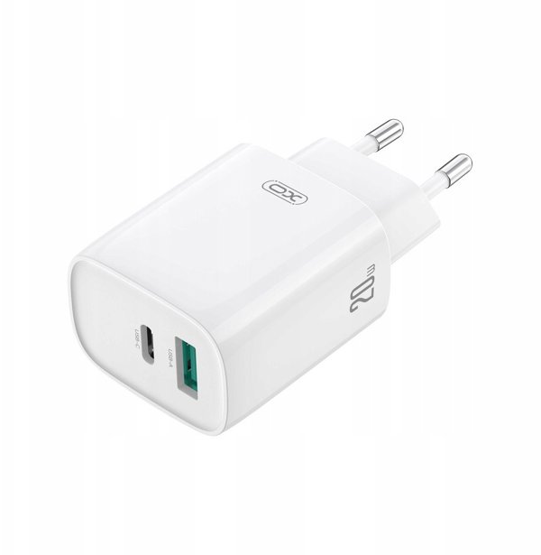 XO wall charger CE29 PD 20W 1x USB-C 1x USB white + cable USB-C - USB-C