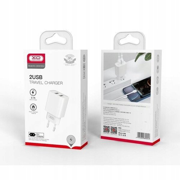 Φορτιστής τοίχου XO CE02C 2x USB 2,1A λευκός 6920680880843