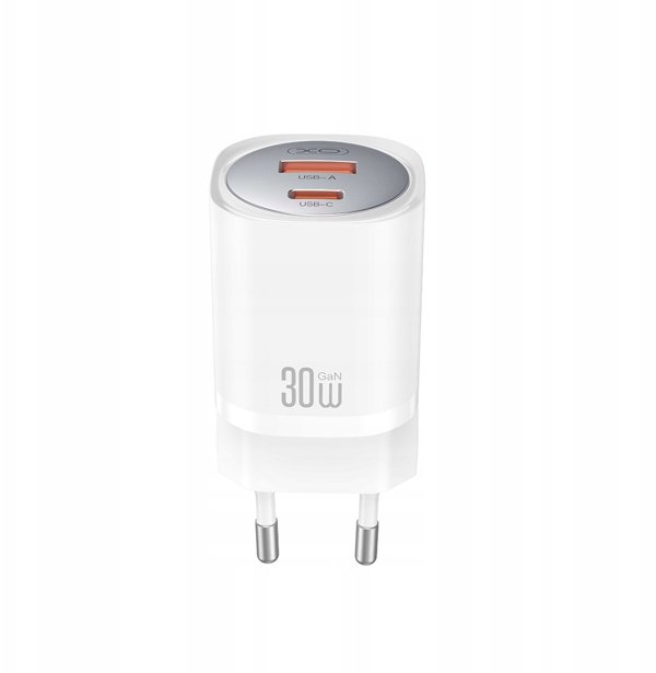 Φορτιστής τοίχου XO CE21 PD 30W 1x USB-C 1x USB λευκός + καλώδιο USB-C - USB-C 6920680853915