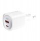 Φορτιστής τοίχου XO CE21 PD 30W 1x USB-C 1x USB λευκός + καλώδιο USB-C - USB-C 6920680853915