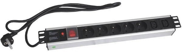 XtendLan 19" rozvodný panel XtendLan 5x230V, 2xIEC320-C13, ČSN, vypínač, indikátor napětí, nadproudová ochrana, kabel 1,8m, 1,5U