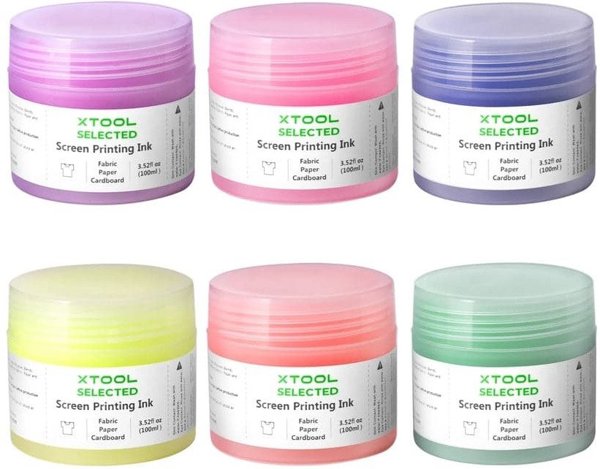 xTool fluorescencinio spalvoto ekrano spausdinimo rašalo rinkinys – 6 spalvos
