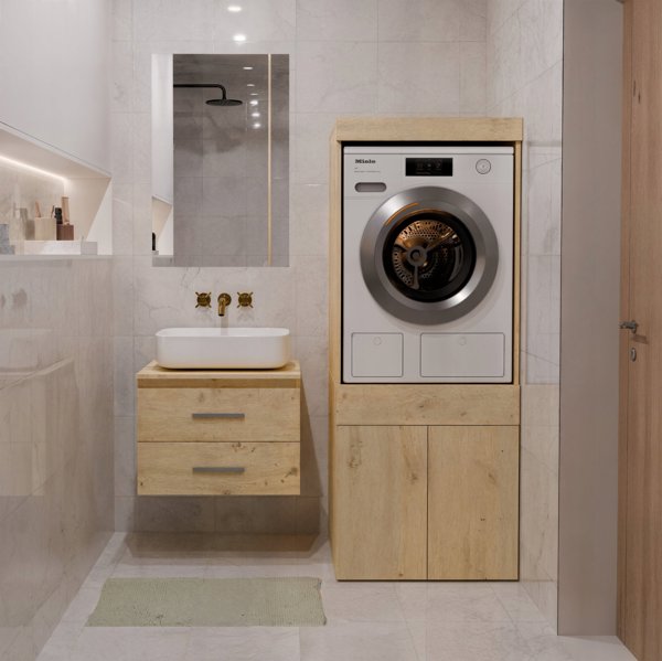 Topeshop Έπιπλο Μπάνιου POLA TWIN 1S με Συρτάρι για Πλυντήριο ή Στεγνωτήριο, Χρώμα Dab Artisan