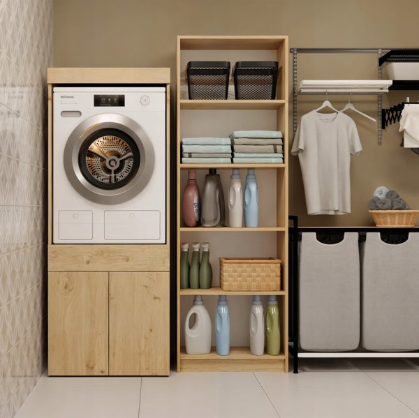 Topeshop Έπιπλο Μπάνιου POLA TWIN 1S με Συρτάρι για Πλυντήριο ή Στεγνωτήριο, Χρώμα Dab Artisan
