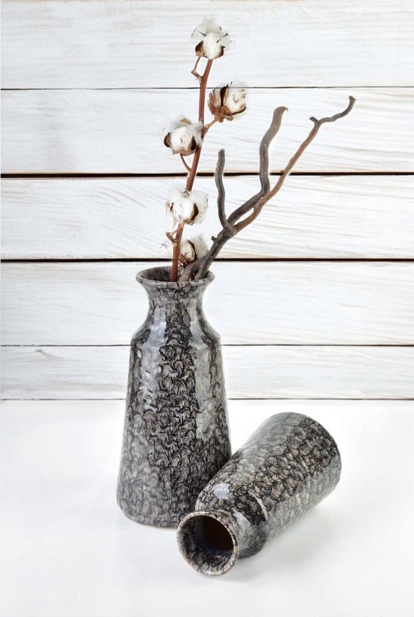 YARINE GREY Βάζο 9,5XH30,5CM