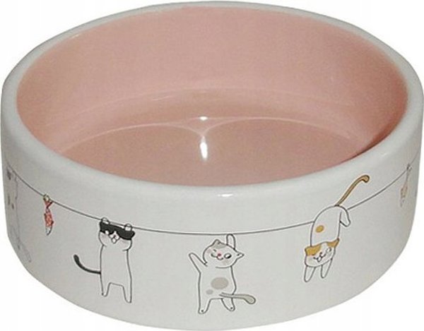 Yarro International Κεραμικό Μπολ για Γάτες με Σχέδιο, 12,5x4,5cm, 250ml, Λευκό