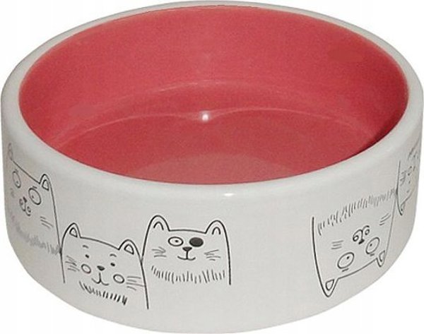 Yarro International Κεραμικό Μπολ για Γάτες με Σχέδιο, 12,5x4,5cm, 250ml, Λευκό