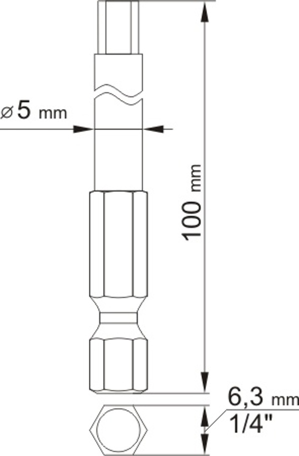 Yato Άκρα κατσαβιδιού Hex tamperproof 3x100mm 5x100mm 1/4 2τεμ YT-0494