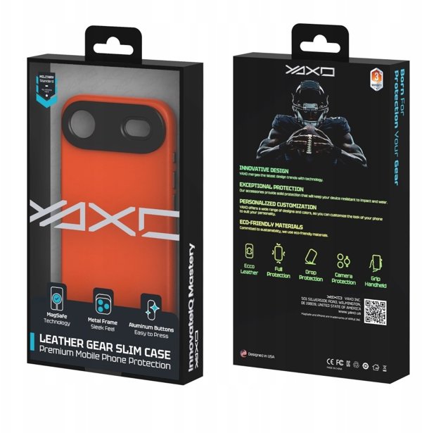 YAXO Etui na telefon Leather Gear Slim Case MagSafe iPhone 17 Air Magma Orange