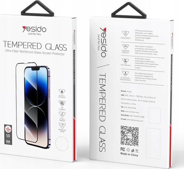 Yesido yesido Γυαλί 5D iPhone 15 Pro Max TG01