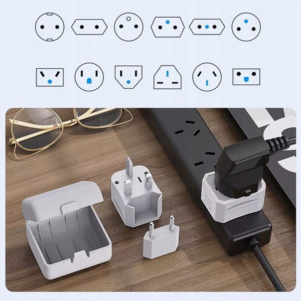 yesido Uniwersalny Adapter MC25 750W 3A UK/EU/US/AU, WHITE / BIALY
