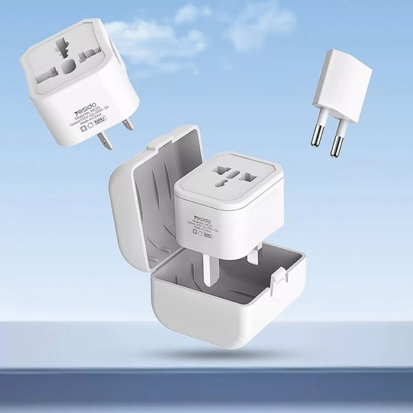 yesido Uniwersalny Adapter MC25 750W 3A UK/EU/US/AU, WHITE / BIALY