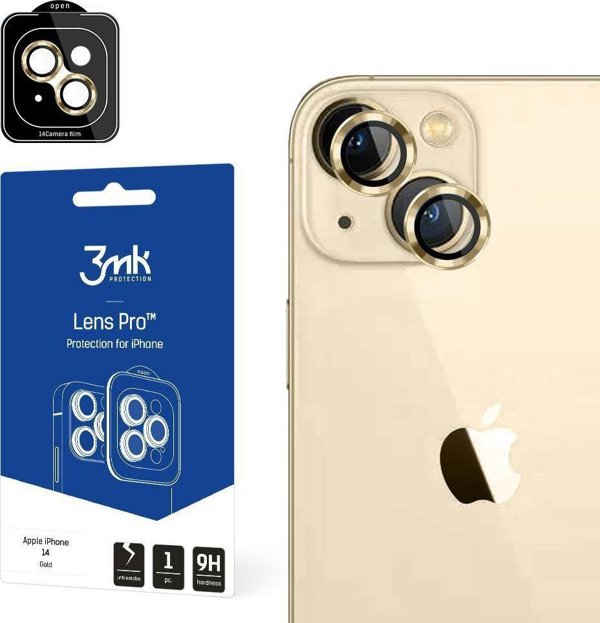 3MK Lens Protection Pro Υβριδικό Γυαλί Φακού Κάμερας για Apple iPhone 14 - Χρυσό