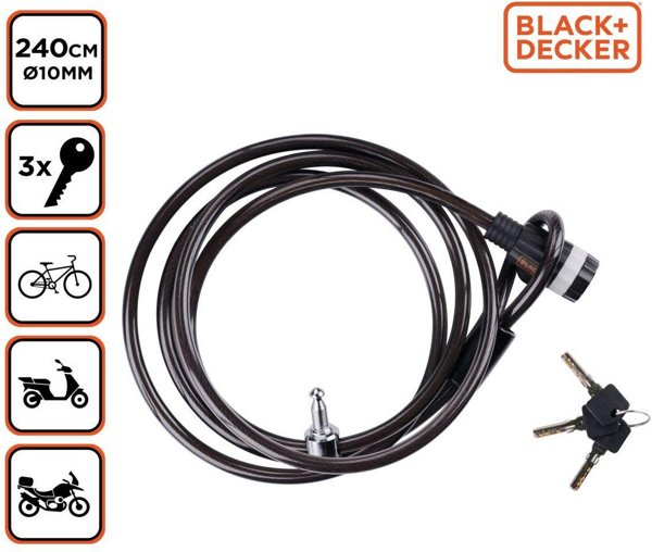 Zapiecie rowerowe linka na zamek 10x2400mm Family Black+Decker