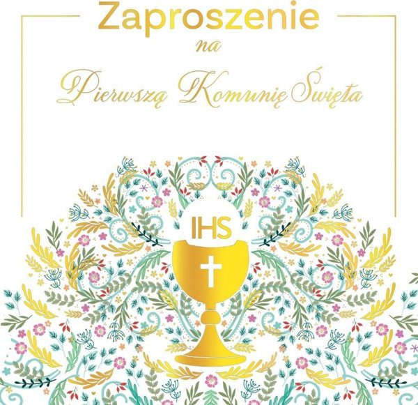 Zaproszenie - Komunia pattern IHS (5szt)