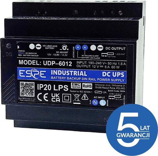 Τροφοδοτικό παλμών για ράγα DIN ESPE UDP-6012 12 V 60 W 5 A