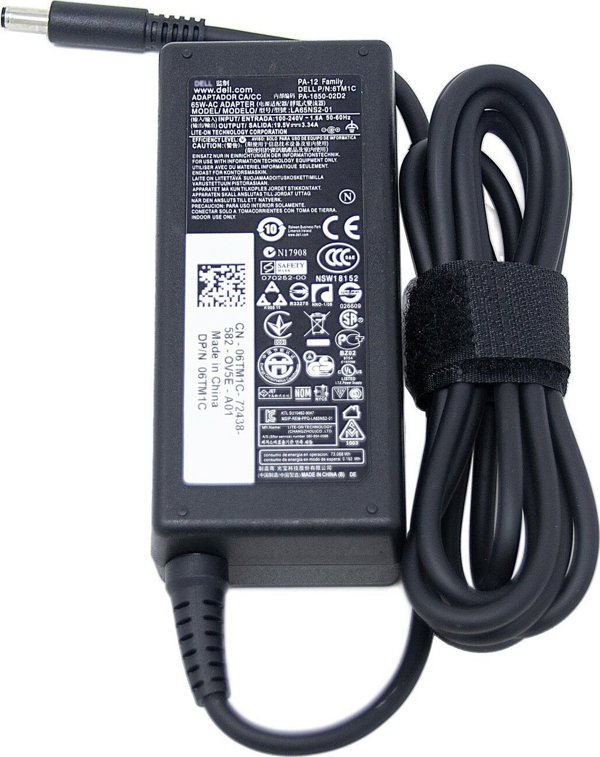 Dell Τροφοδοτικό Laptop 65W για Dell, 4.5mm, Συμβατό με Σειρές E4/RUG/V2, Μαύρο