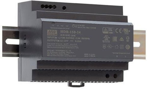 Τροφοδοτικό Mean Well HDR-150-12 12V/150W/11.3A για ράγα DIN