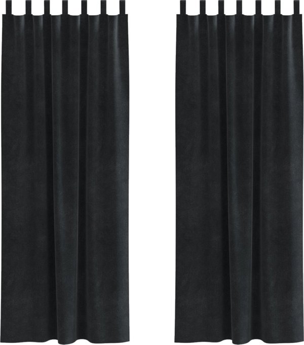 vidaXL Κουρτίνες, Πολυεστερικές, Μαύρες, 140x225 cm, με Διακοσμητικές Λεπτομέρειες