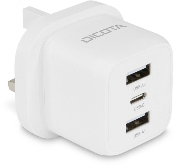 Φορτιστής Laptop Dicota 32W με USB-C και 2 θύρες USB - Λευκός