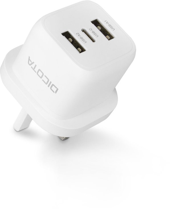 Φορτιστής Laptop Dicota 32W με USB-C και 2 θύρες USB - Λευκός