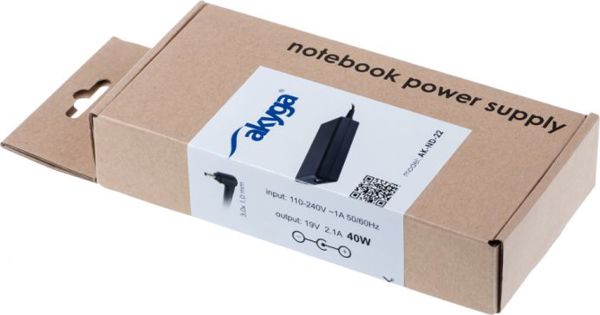Zasilacz do laptopa Akyga 40 W, 1 mm, 2.1 A, 19 V (AK-ND-22)