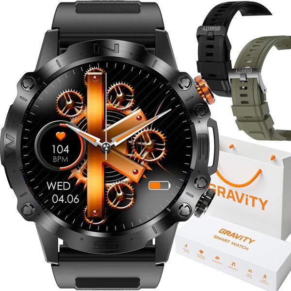 Gravity GT20-7 Ανδρικό Smartwatch με Ψηφιακή Οθόνη - Μαύρο