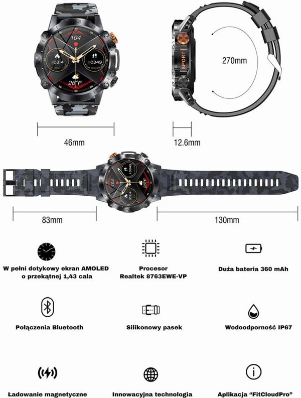 Gravity GT20-7 Ανδρικό Smartwatch με Ψηφιακή Οθόνη - Μαύρο