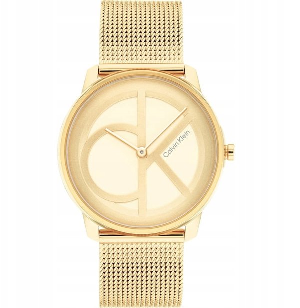 Γυναικείο Ρολόι Calvin Klein Iconic Mesh 25200034 με Μπρασελέ, σε Χρυσό Χρώμα + Θήκη