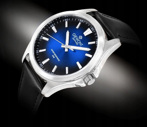 Ανδρικό Ρολόι Giewont Elegance Sapphire GW5160-A3 Μαύρο-Μπλε