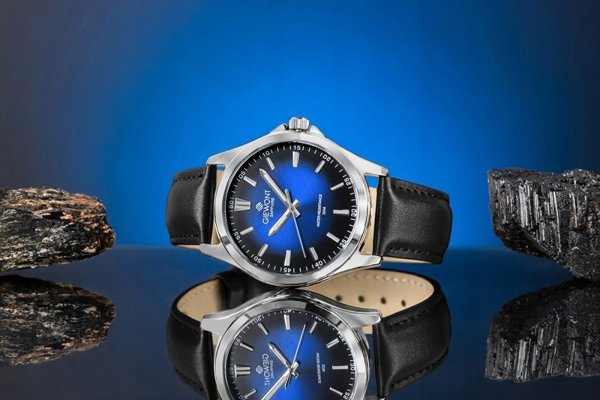 Ανδρικό Ρολόι Giewont Elegance Sapphire GW5160-A3 Μαύρο-Μπλε
