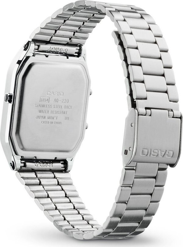 Γυναικείο Ρολόι Casio Vintage AQ-230A-7DMQYES με Ασημί Μπρασελέ και Αναλογική-Ψηφιακή Ένδειξη