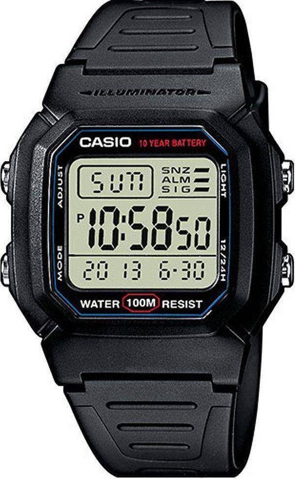 Casio W-800H-1AVDF Ανδρικό Ψηφιακό Ρολόι Χειρός Resin Μαύρο
