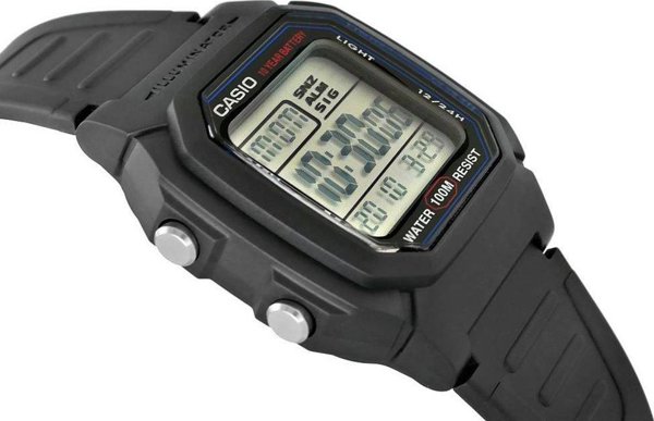 Casio W-800H-1AVDF Ανδρικό Ψηφιακό Ρολόι Χειρός Resin Μαύρο