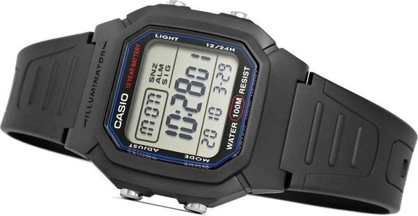 Casio W-800H-1AVDF Ανδρικό Ψηφιακό Ρολόι Χειρός Resin Μαύρο
