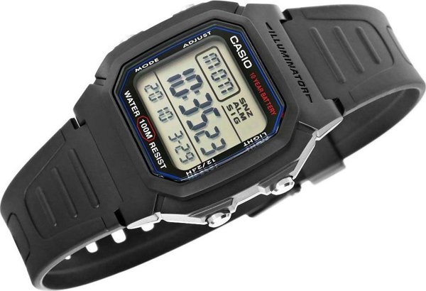 Casio W-800H-1AVDF Ανδρικό Ψηφιακό Ρολόι Χειρός Resin Μαύρο