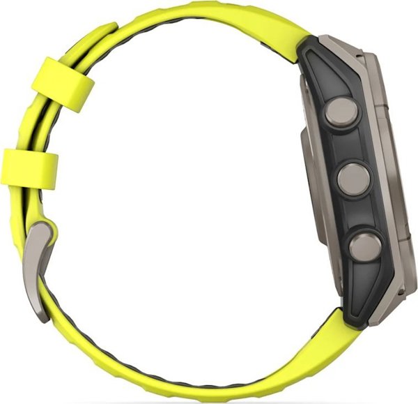 Garmin Fenix 8 47mm Solar Sapphire Smartwatch, Τιτάνιο, Λουράκι Σιλικόνης, Κίτρινο / Γραφίτης