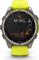 Garmin Fenix 8 47mm Solar Sapphire Smartwatch, Τιτάνιο, Λουράκι Σιλικόνης, Κίτρινο / Γραφίτης