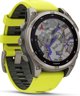 Garmin Fenix 8 47mm Solar Sapphire Smartwatch, Τιτάνιο, Λουράκι Σιλικόνης, Κίτρινο / Γραφίτης