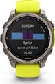Garmin Fenix 8 47mm Solar Sapphire Smartwatch, Τιτάνιο, Λουράκι Σιλικόνης, Κίτρινο / Γραφίτης