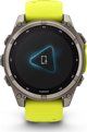 Garmin Fenix 8 47mm Solar Sapphire Smartwatch, Τιτάνιο, Λουράκι Σιλικόνης, Κίτρινο / Γραφίτης