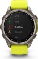 Garmin Fenix 8 47mm Solar Sapphire Smartwatch, Τιτάνιο, Λουράκι Σιλικόνης, Κίτρινο / Γραφίτης