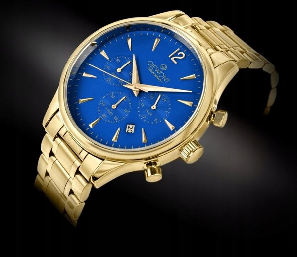 Giewont Chronograph Sapphire Ανδρικό Ρολόι Χρυσό Μπλε GW6310-B5