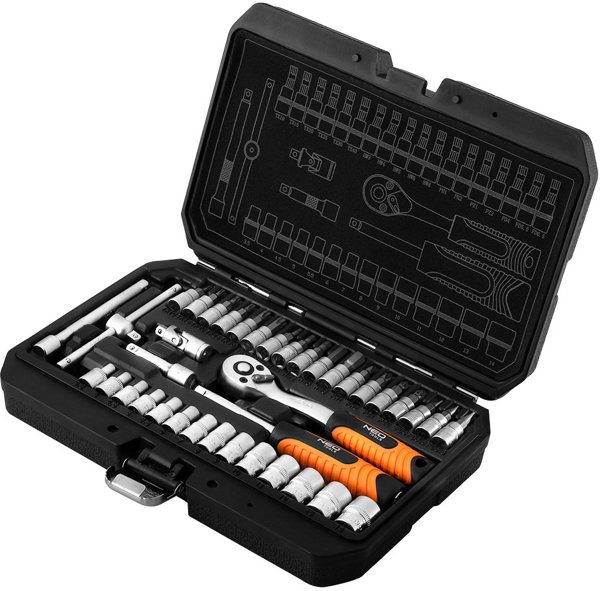 Zestaw kluczy nasadowych 1/4", 38 szt., satynowy