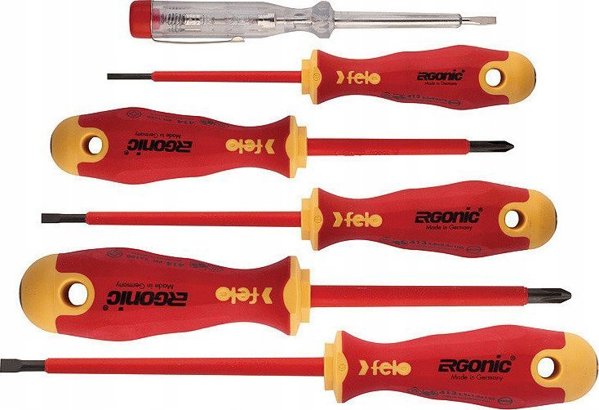 Felo Σετ Κατσαβιδιών Ergonic VDE 5 Τεμαχίων, Δοκιμαστικό Τάσης 220-250V & Μαγνητιστής