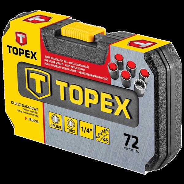 Σετ Εργαλείων Topex 72 τεμ. Καρυδάκια 1/4" (38D693)