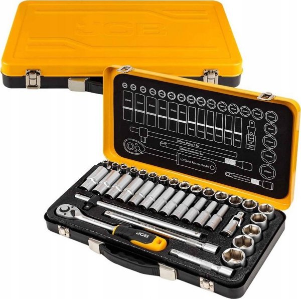 JCB Σετ Εργαλείων 1/2" 36 Τεμαχίων, Εξαγωνικά Κλειδιά (8-32mm) για Επαγγελματική Χρήση