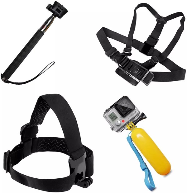 Zestaw 9 w 1 akcesoria do kamer sportowych GoPro SJCAM